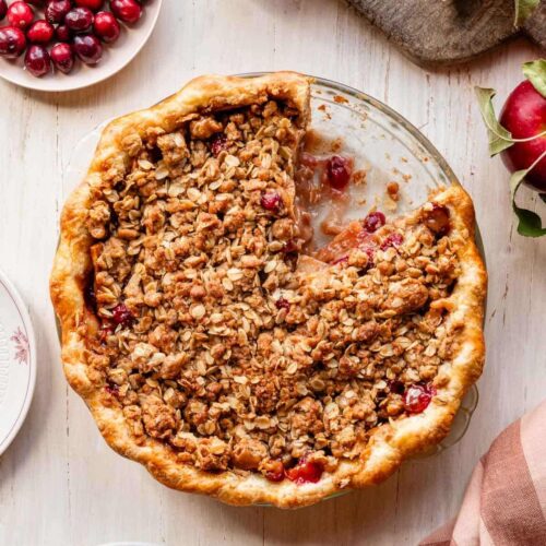apple cranberry crumble pie