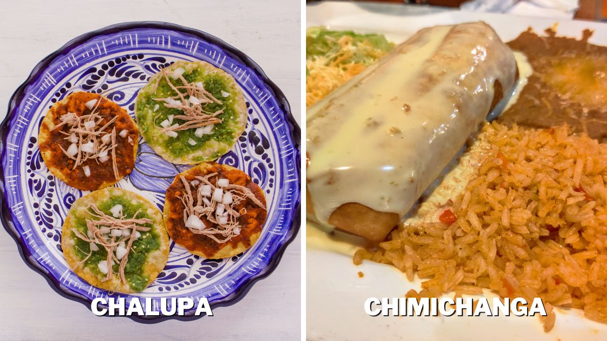 chalupa has simple toppings, while chimichanga has heavy filling