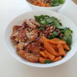 sweet chicken with baby spinach