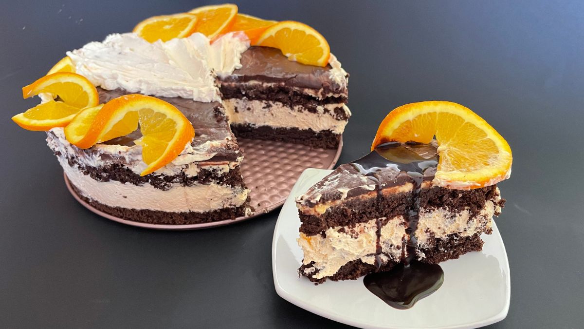 chocolate cake with orange frosting