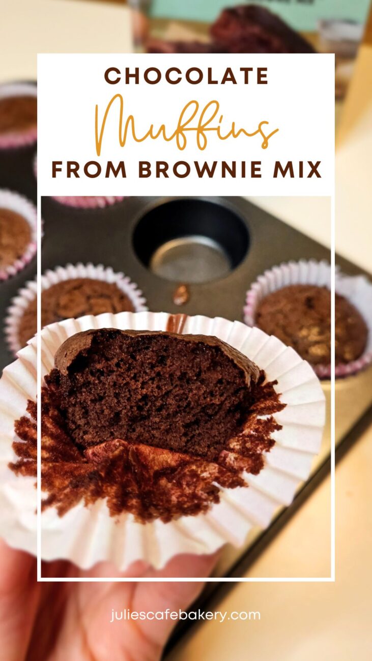 chocolate muffins from betty crocker brownie mix pinnable photo