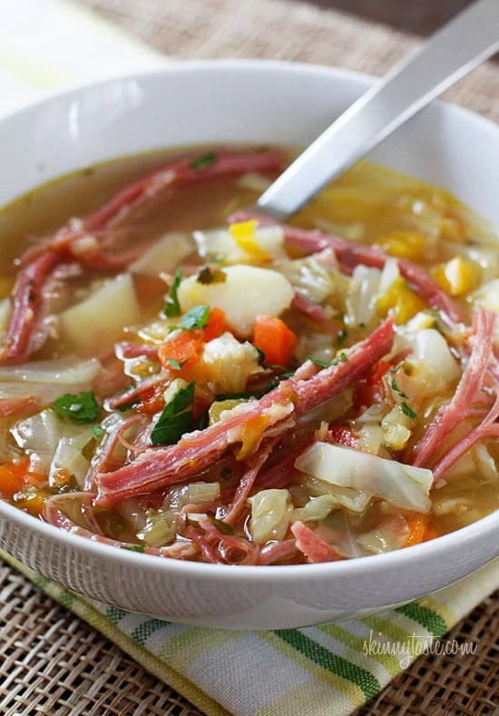 Corned beef and cabbage soup from leftovers