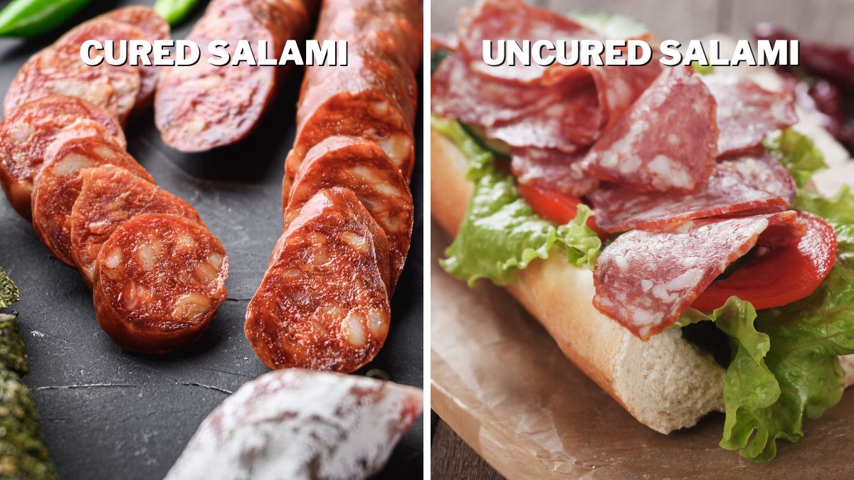 cured salami is more red than uncured salami