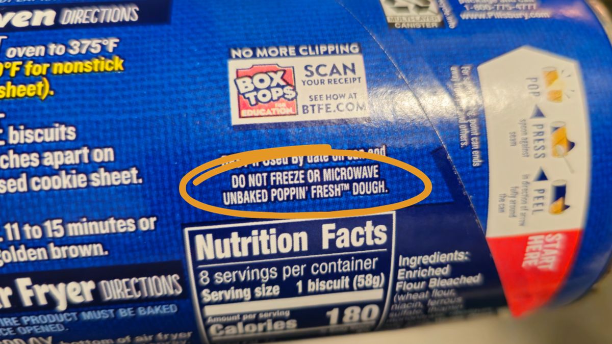 do not microwave pillsbury biscuits label on the can
