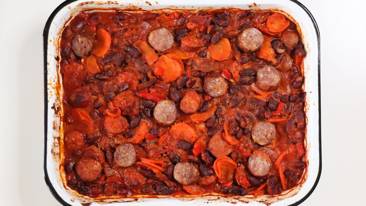 easy baked beans with sausages and bacon recipe