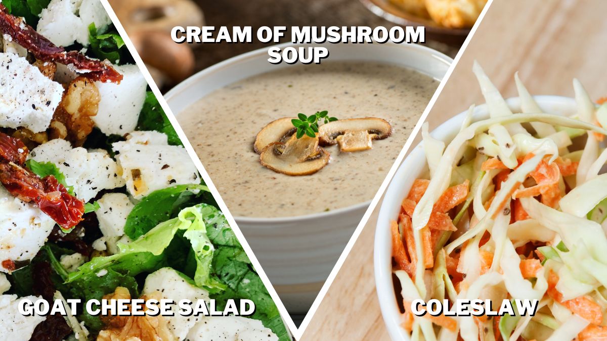 goat cheese salad cream of mushroom soup and coleslaw go great with stuffed peppers
