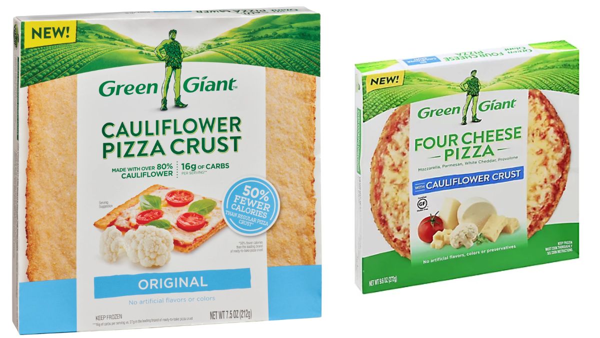 green giant cauliflower pizza crust and frozen four cheese pizza