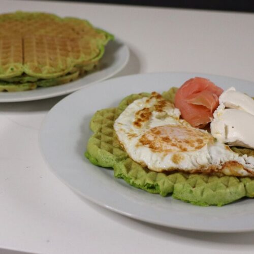 green spinach waffles