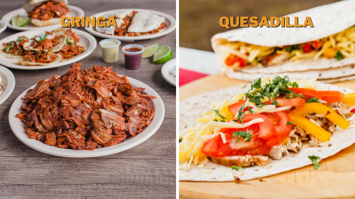 gringa includes marinated meat  while quesadilla is lighter