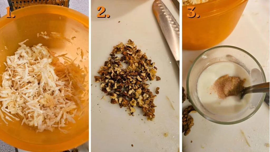 how to make celeriac walnut and yogurt salad