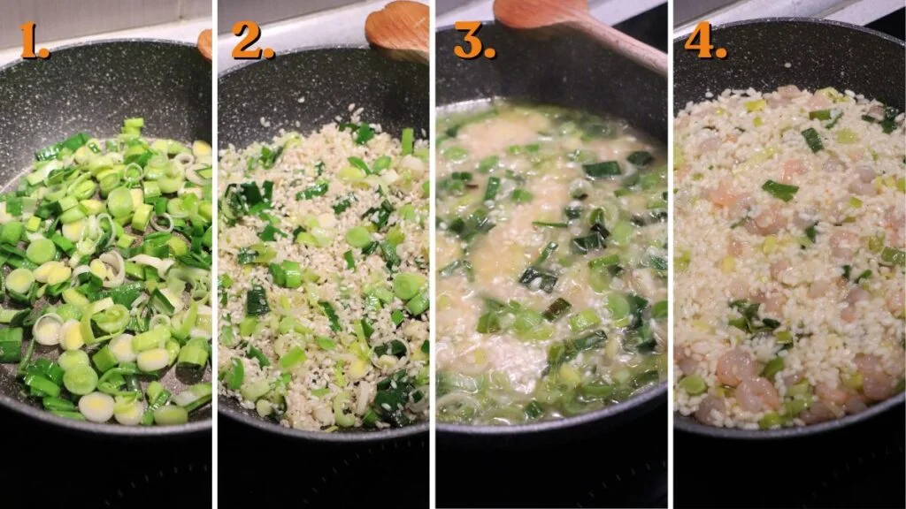 how to make leek and shrimp risotto