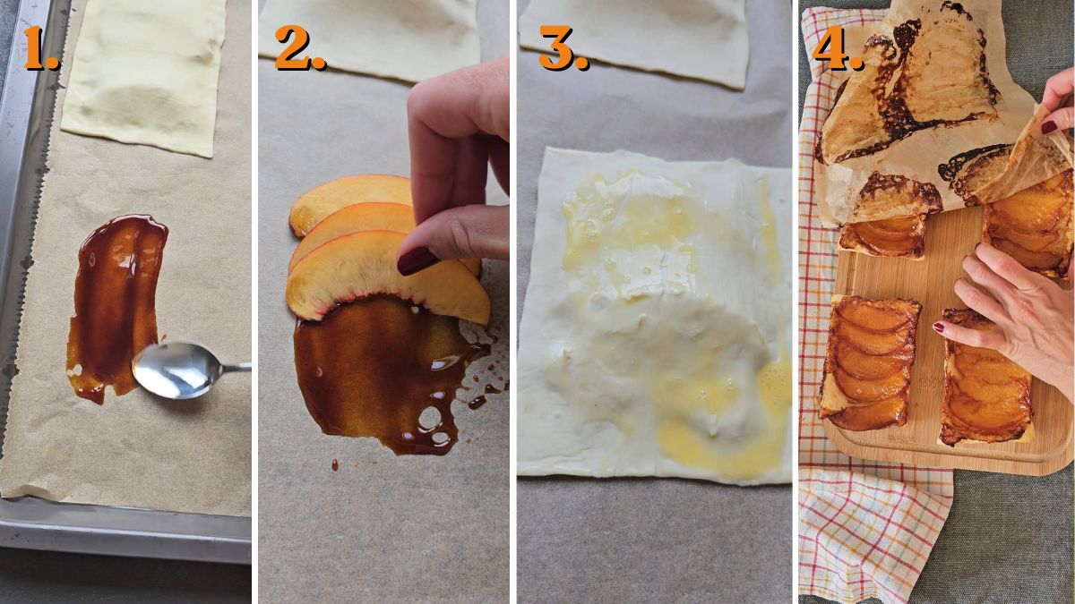 how to make mini peach puff pastry tart