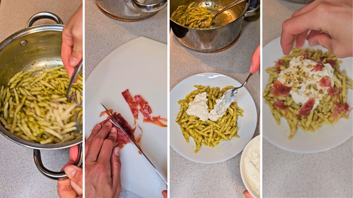 how to make stracciatella pasta with pistachio instructions