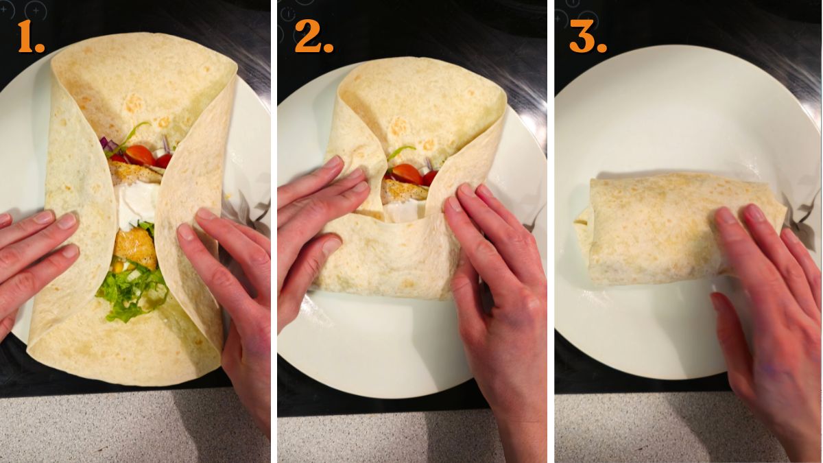 how to wrap chicken tortilla tightly