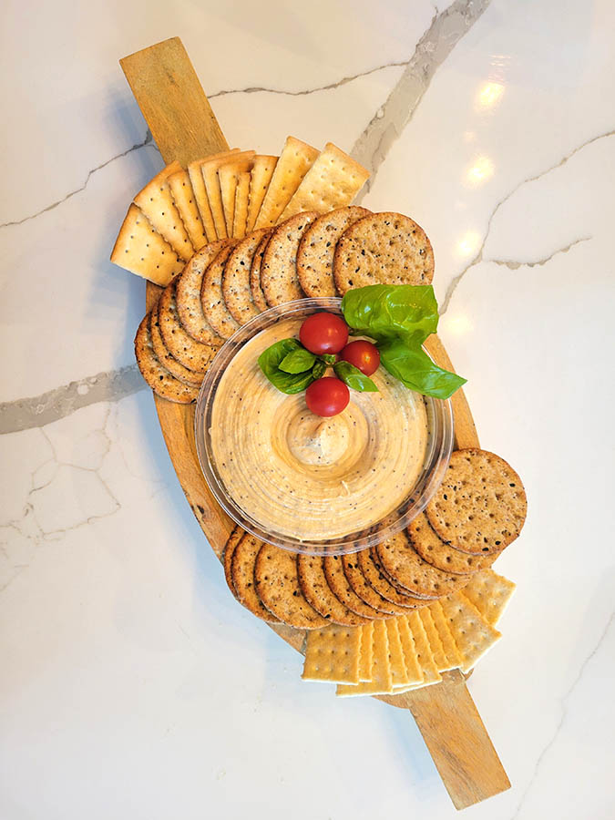 hummus and crackers board