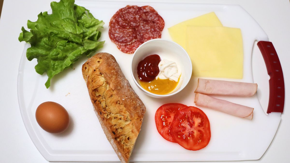ingredients for turkey and salami sandwich