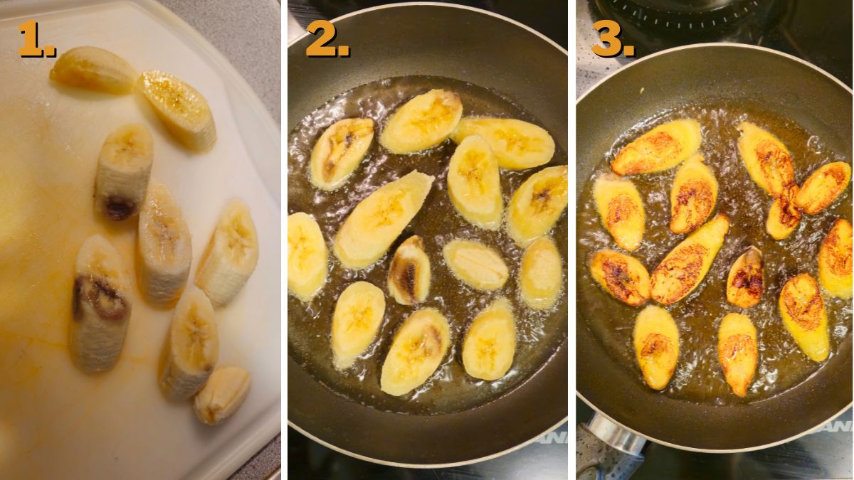 making Fried Bananas Maduros
