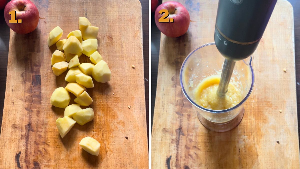 making applesauce for Mexican Apple Pie