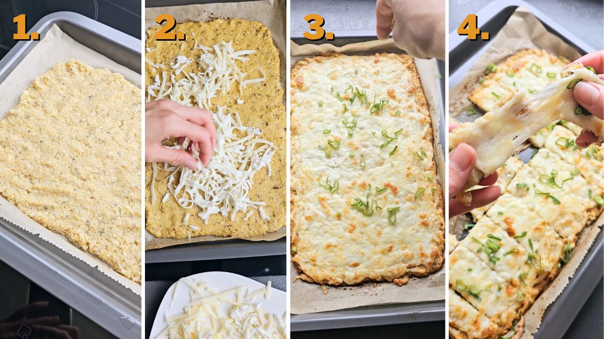 making cheesy cauliflower breadsticks