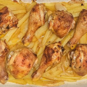 oven baked chicken legs with potatoes