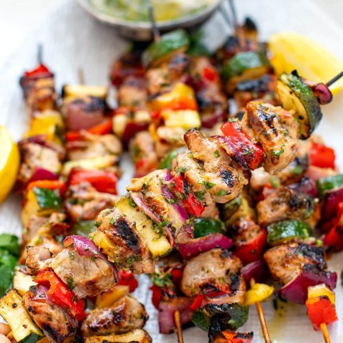 pork kabobs skewers with vegetables 1