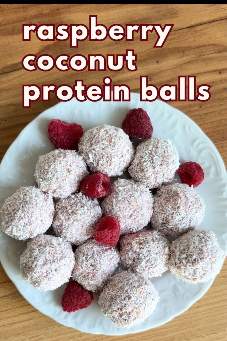 raspberry coconut protein balls