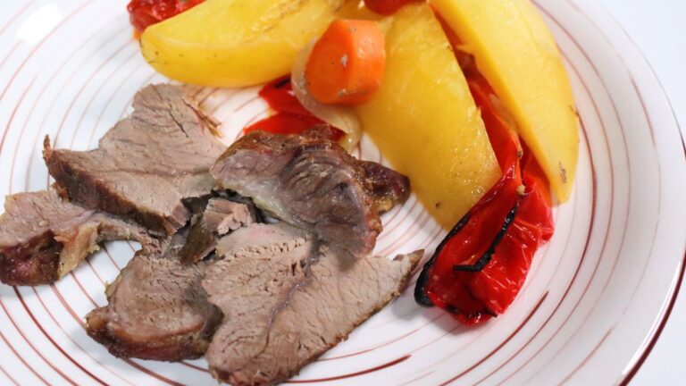 slow roasted veal with potatoes from the oven