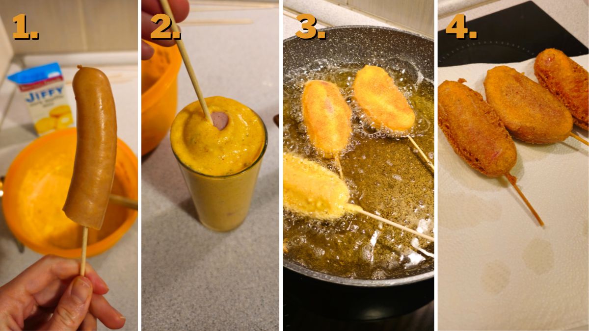 step by step how to make jiffy corn dogs