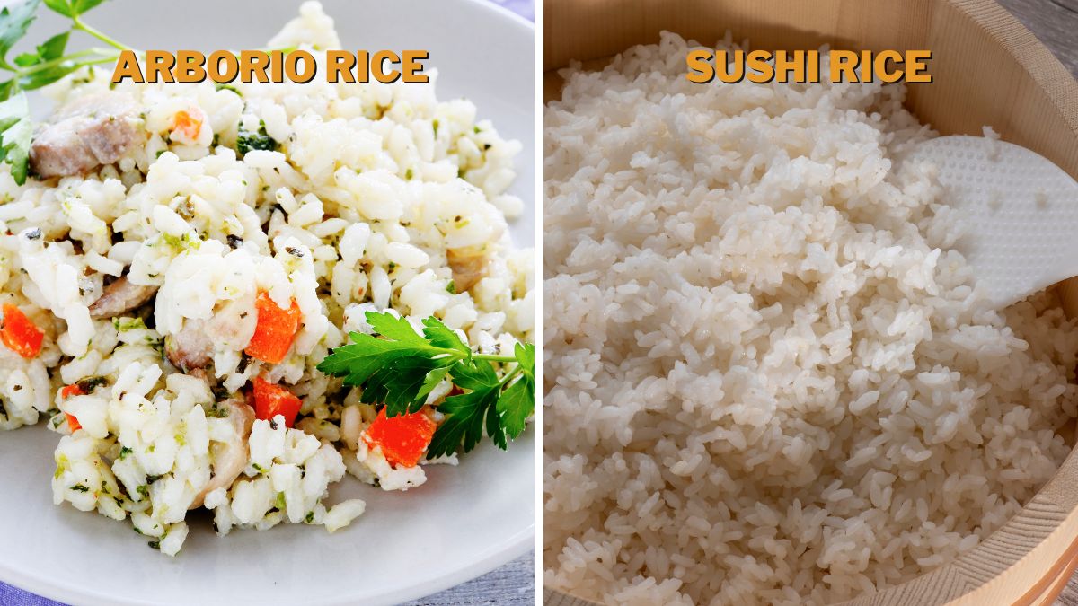 sushi Rice is sticky and arborio rice is not