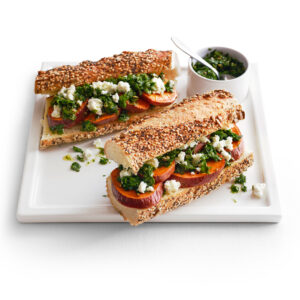 sweet potato sandwiches feta salsa verde su