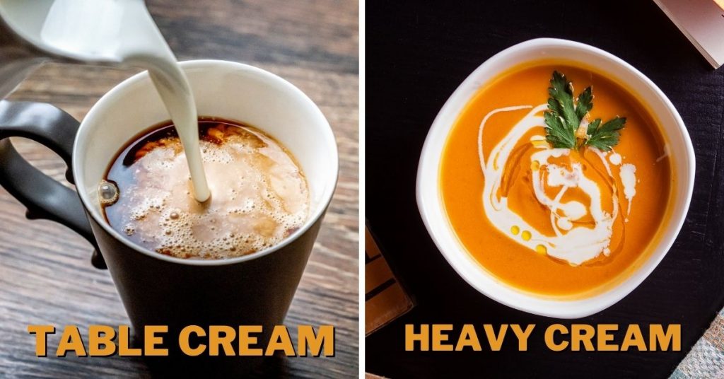 table cream vs heavy cream uses
