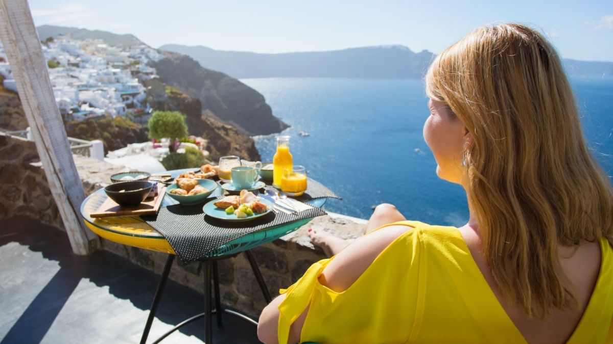 terrace women mediterranean
