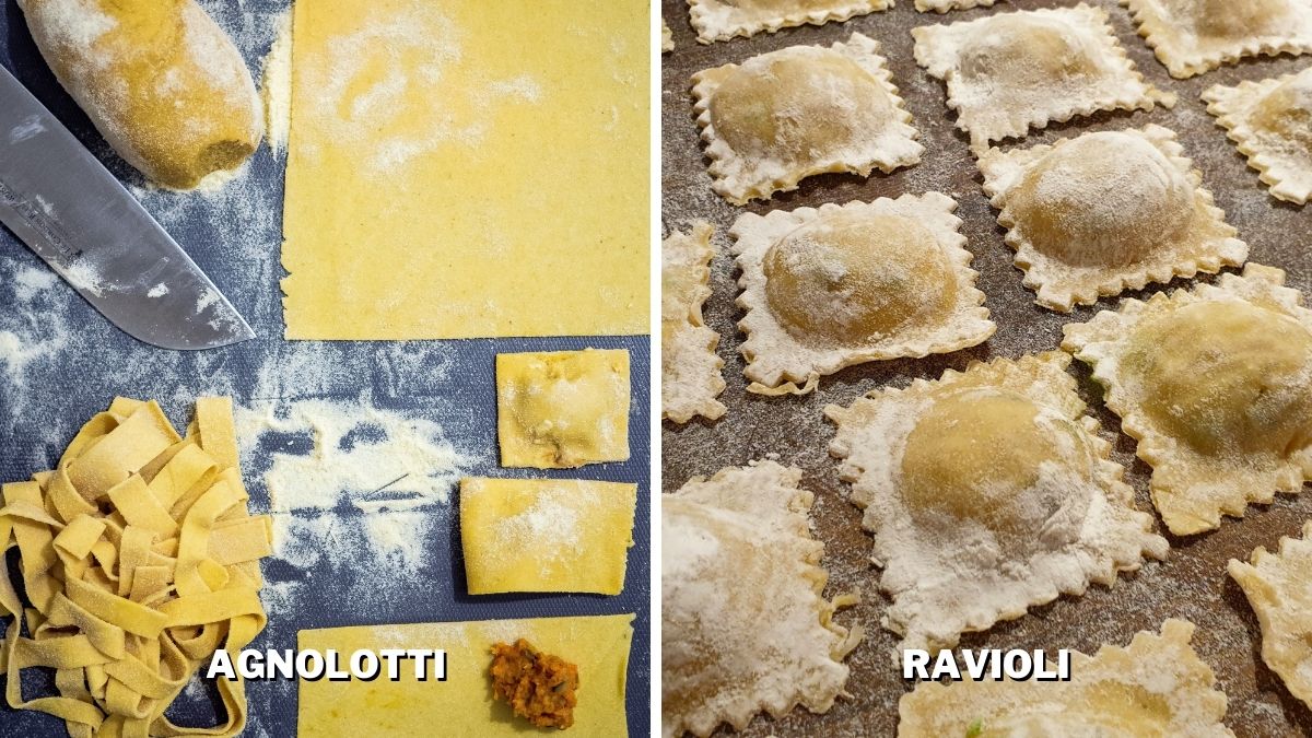 the difference in the processes of making agnolotti and ravioli