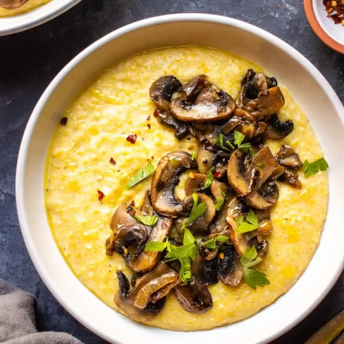 vegan polenta with mushrooms 9