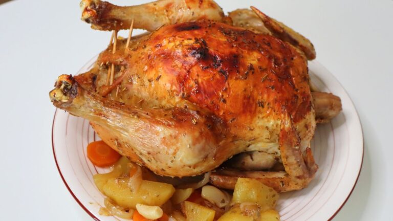 Whole Roasted Chicken Stuffed with Bacon and Celery Stuffing [Recipe]