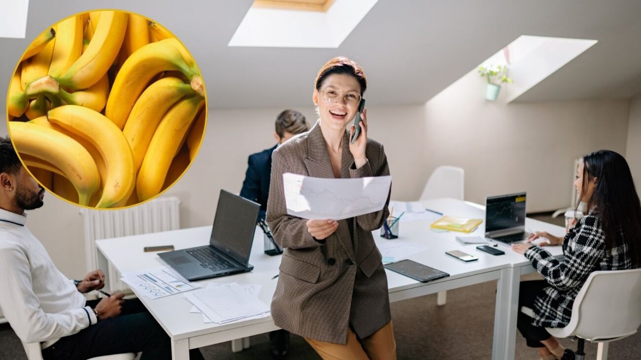 woman full of energy in the office